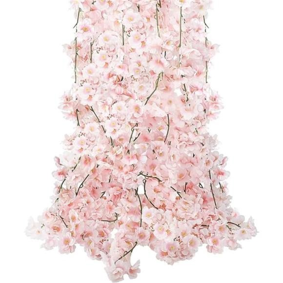 4pcs Artificial Cherry Blossom Flower Vines Artificial Flowers Outdoor Hanging - Picture 3 of 7
